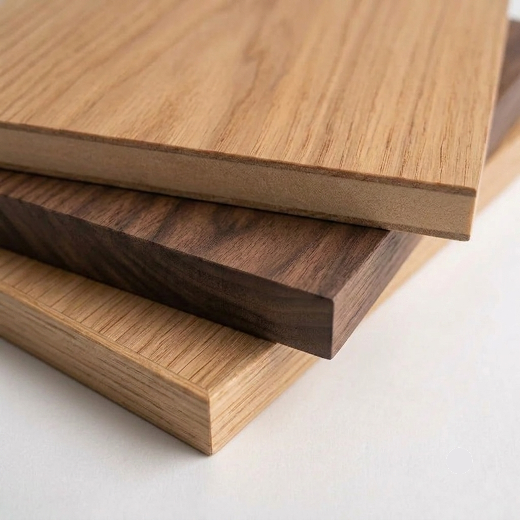 Wood veneered MDF panel samples