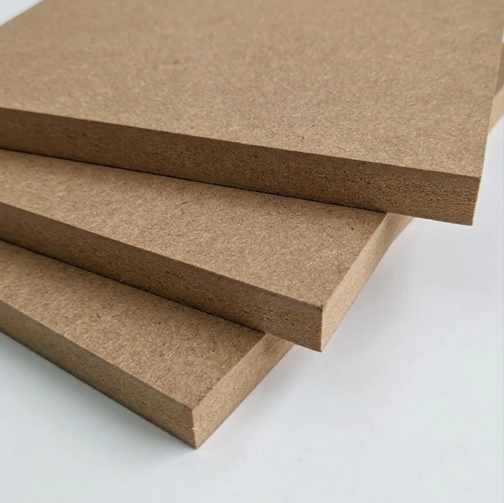 Stacked unfinished MDF boards